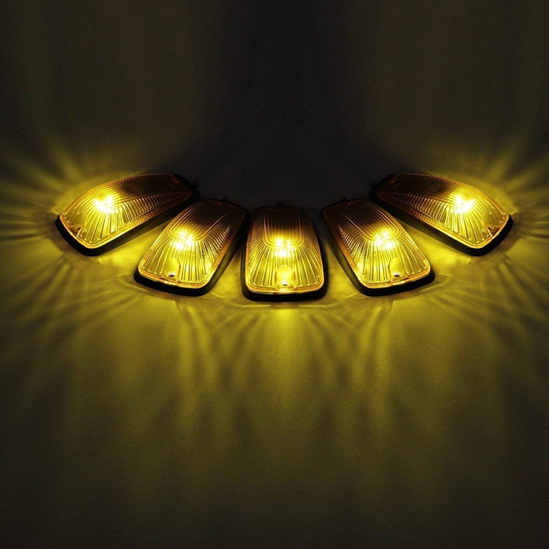 KMA 5pcs Amber Cab Maker Roof Running Clearance Light Cover + White T10 5050 LED Light Bulbs Replacement For 1988-2002 GMC Chevy C1500 C2500 C3500 K1500 K2500 K3500 Pickup (Amber Cover & White LED) - Image 5